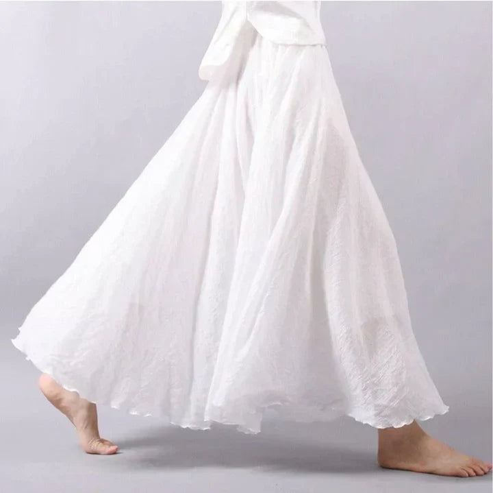 Arden — Cotton Linen Maxi Skirt (2), Avelony