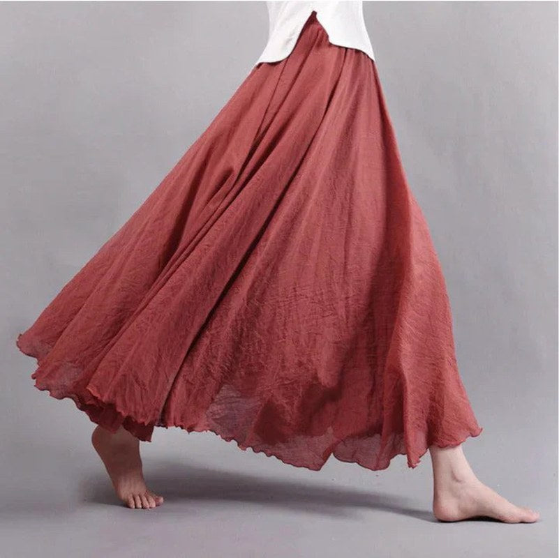 Arden — Cotton Linen Maxi Skirt (4), Avelony