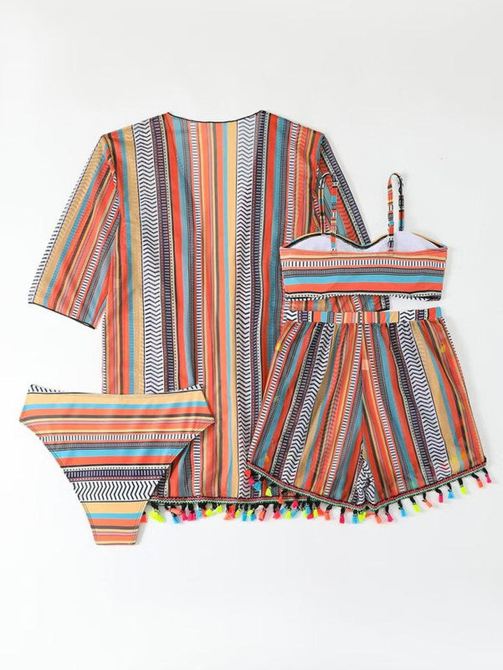 Faye — Bikini Set with Cover Up Shirt and Shorts for Women