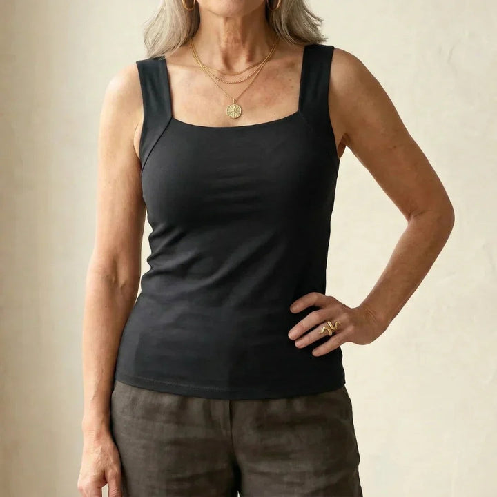 Tank Top with Built In Bra in black