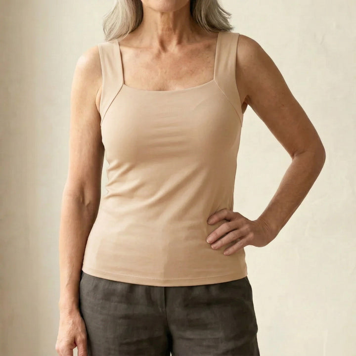 Tank Top with Built In Bra in nude