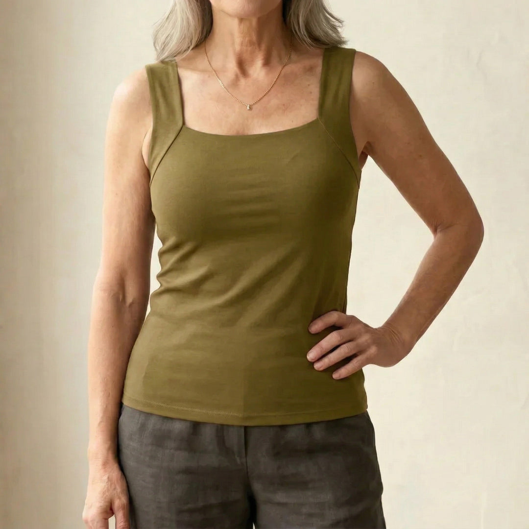 Tank Top with Built In Bra in green
