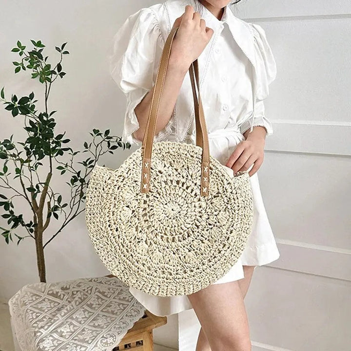 Bindi – Soft Woven Round Beach Bag for Women with Strap