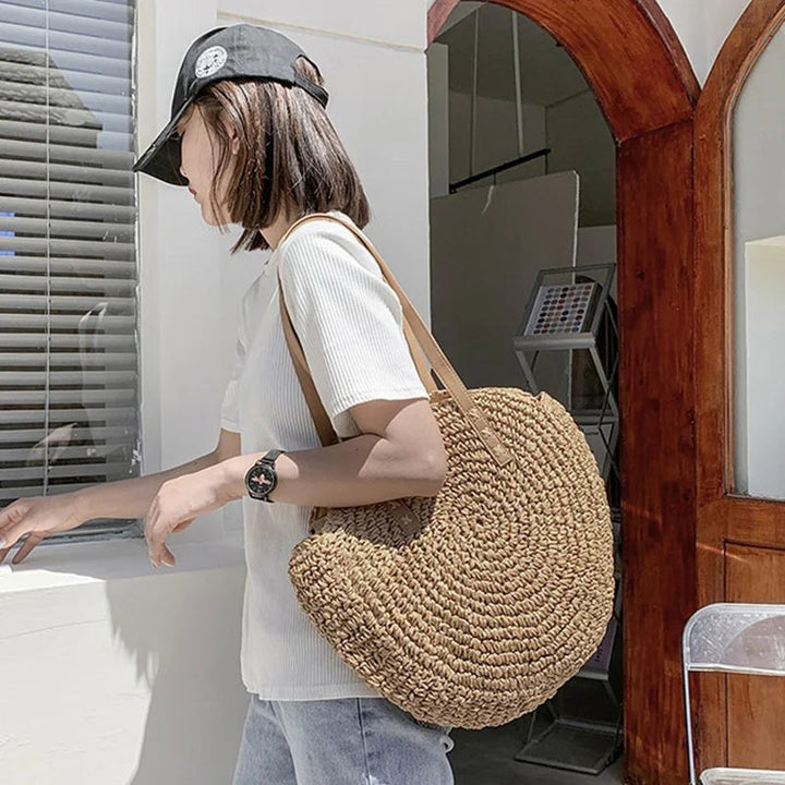 Bindi – Soft Woven Round Beach Bag for Women with Strap