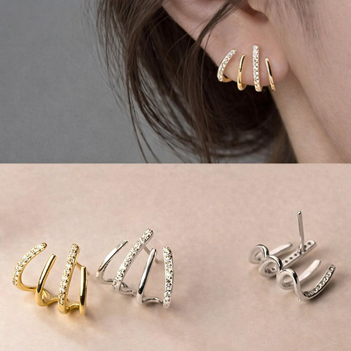 Spiral Gold Earrings with Pave Stones