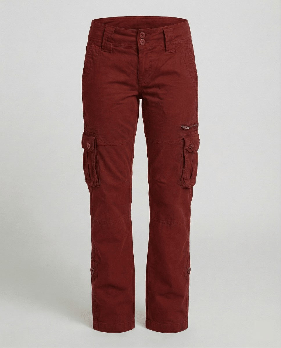 Cargo Pants with Side Pockets in bordeaux