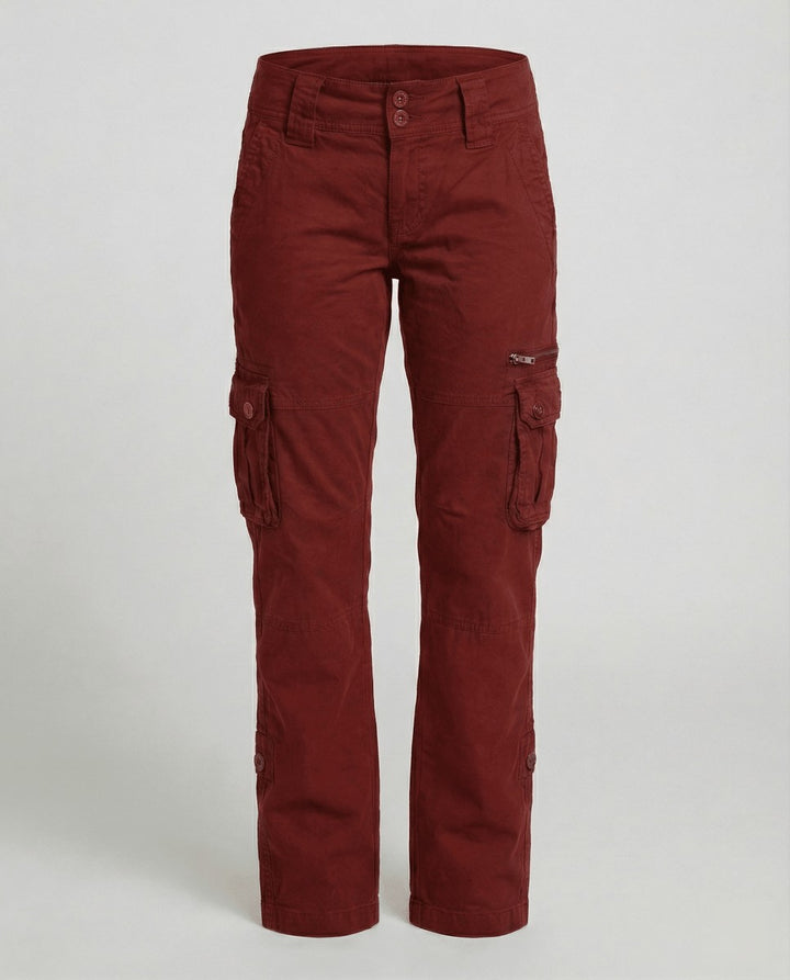 Cargo Pants with Side Pockets in bordeaux