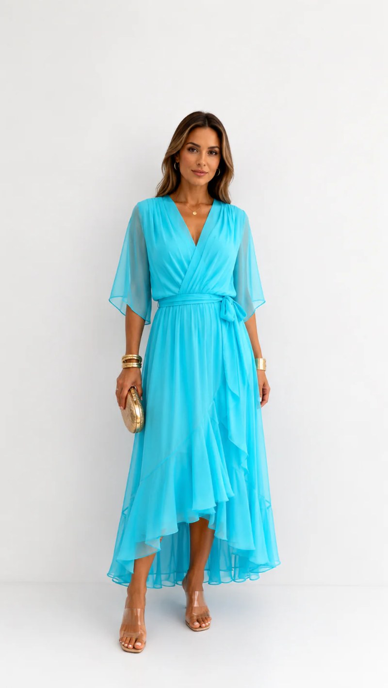 Saskia — Chiffon Wrap Maxi Dress for Women