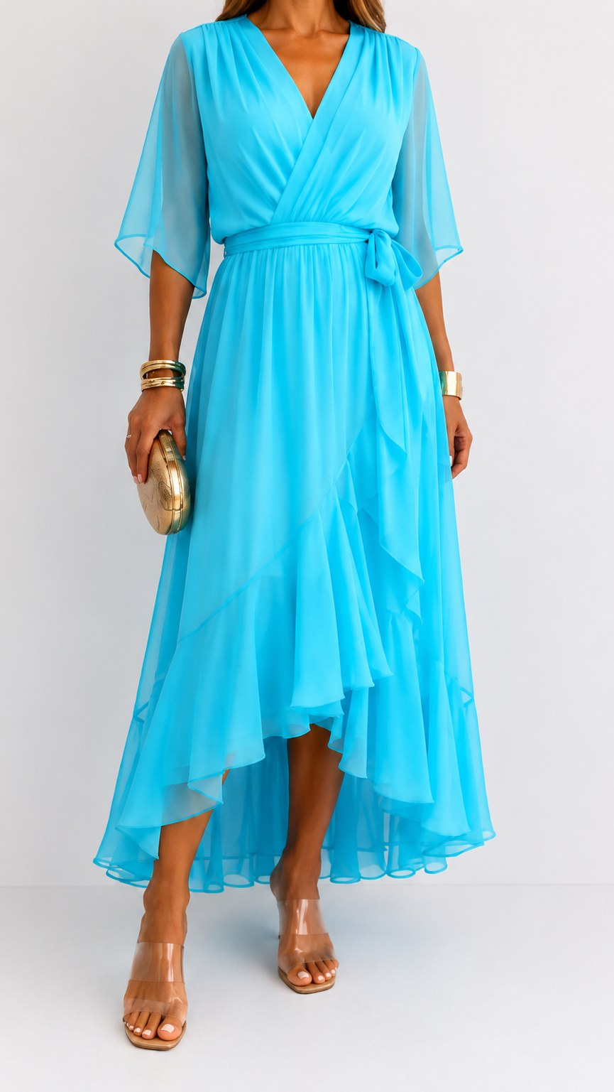 Saskia — Chiffon Wrap Maxi Dress for Women