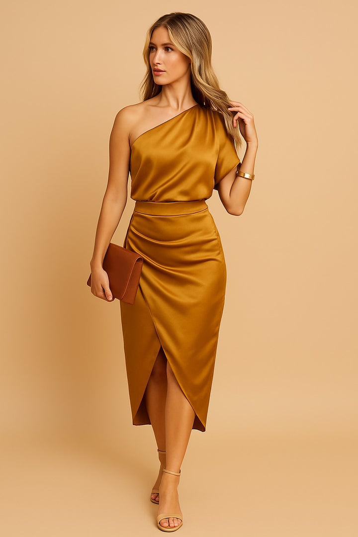 Draped One Shoulder Cocktail Dress for Women — Cordelia, image 4