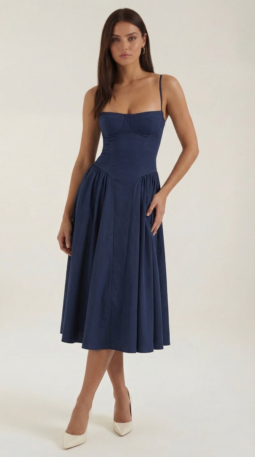 Perri — Corset Floral Midi Dress for Women