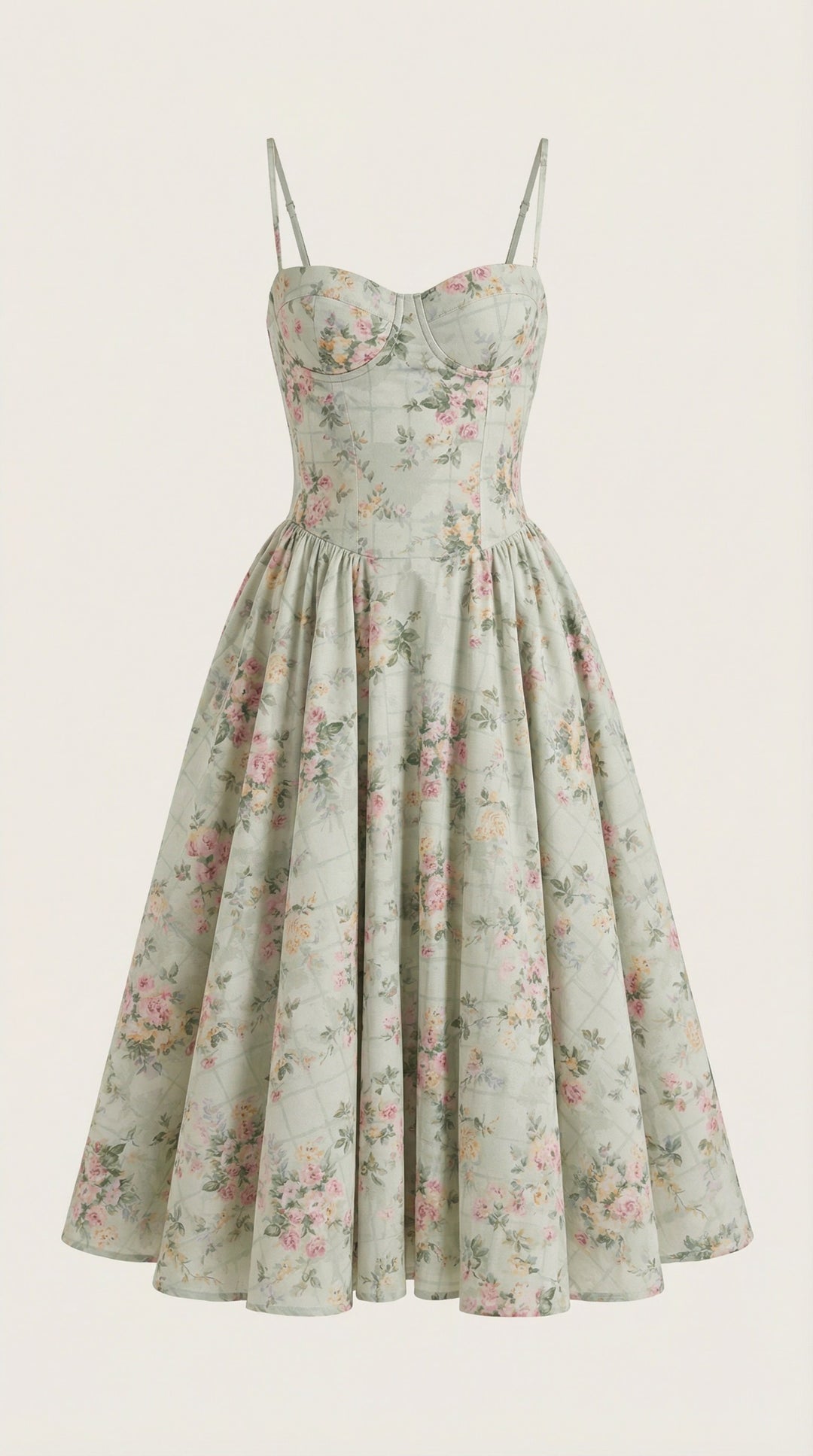 Perri — Corset Floral Midi Dress for Women