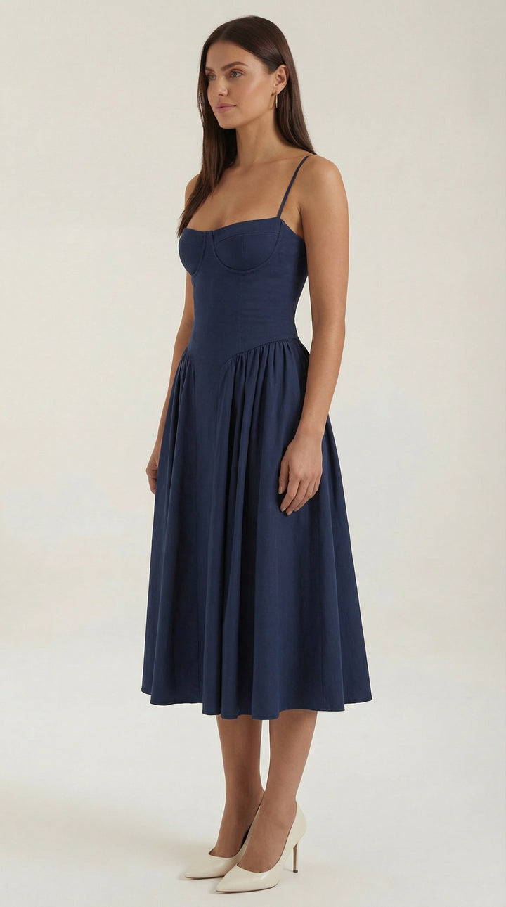 Perri — Corset Floral Midi Dress for Women