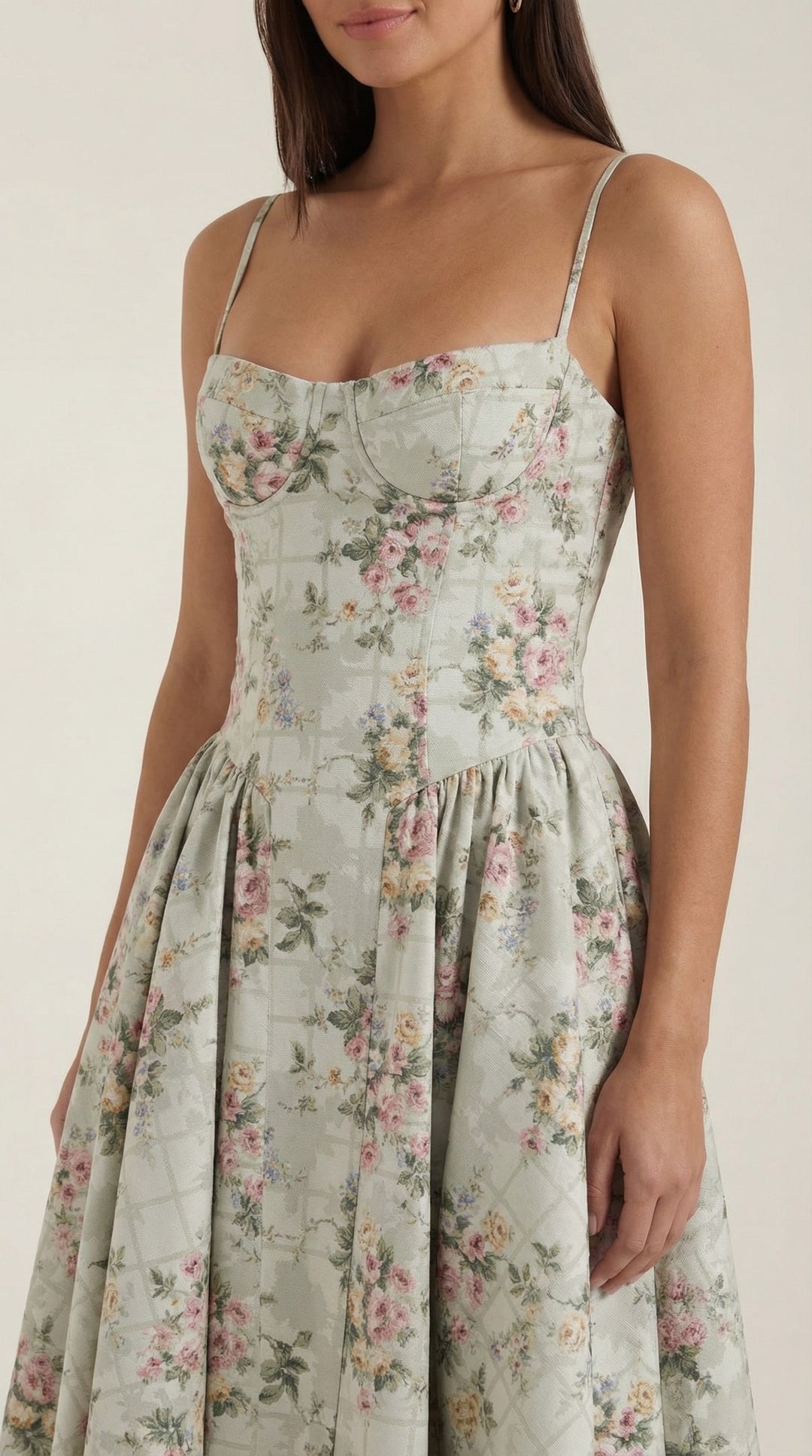 Perri — Corset Floral Midi Dress for Women