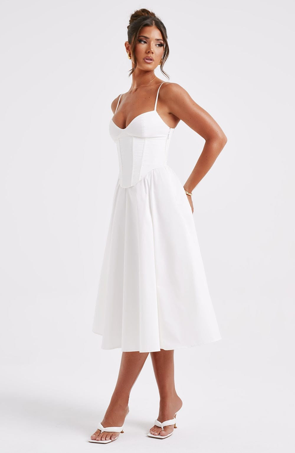 Verity — Corset Style Black Midi Dress for Women