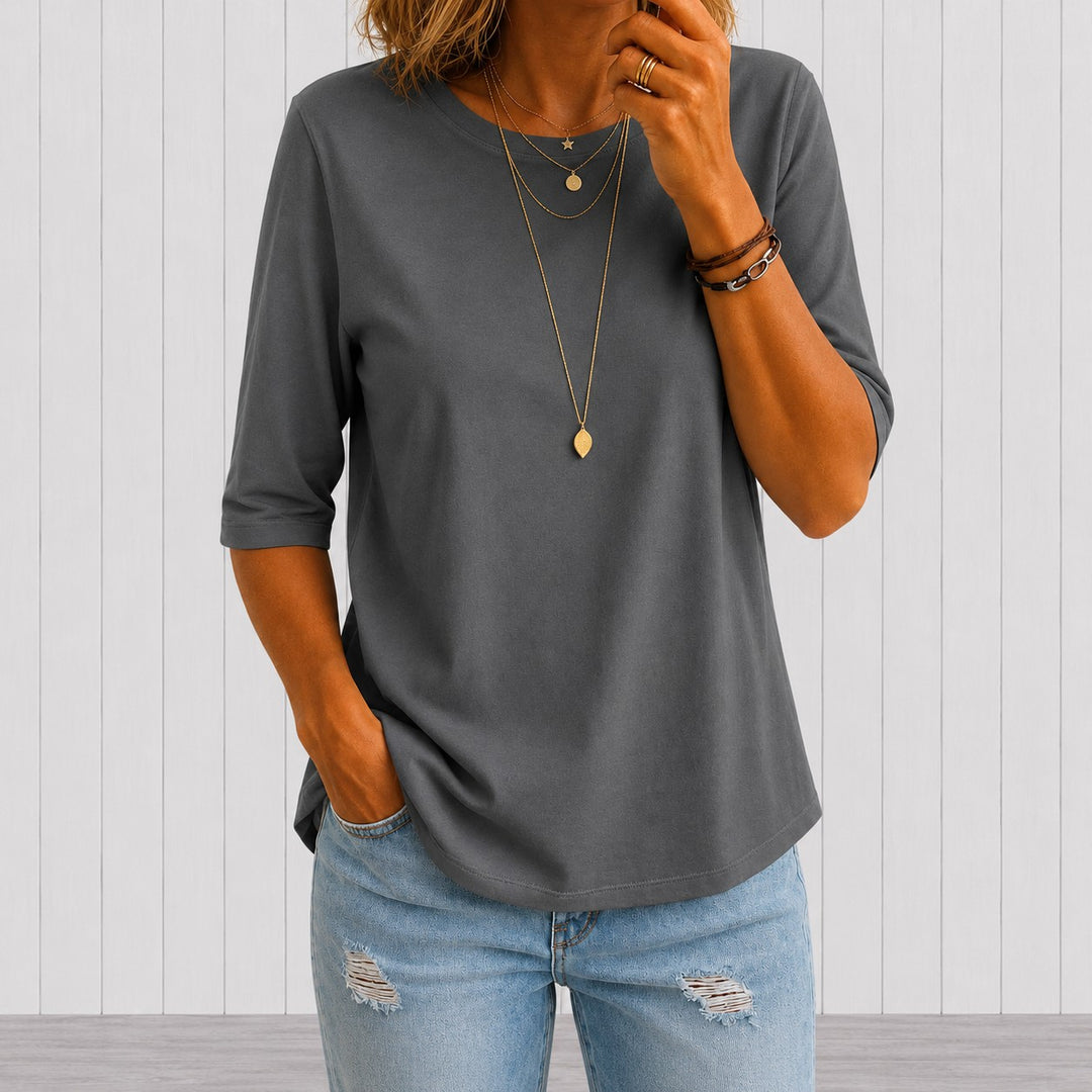 Half Sleeve Tee with Extra Arm Coverage in grey