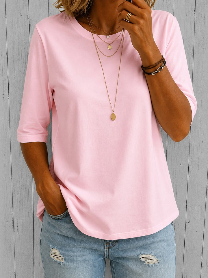 Half Sleeve Tee with Extra Arm Coverage in pink