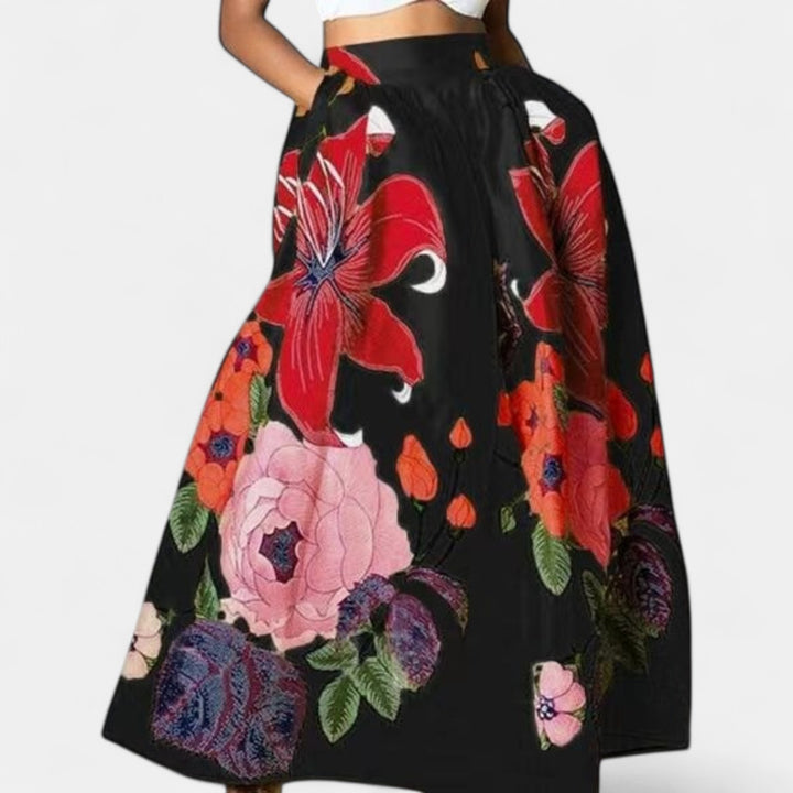Delphine — Floral A-Line Maxi Skirt (2), Avelony
