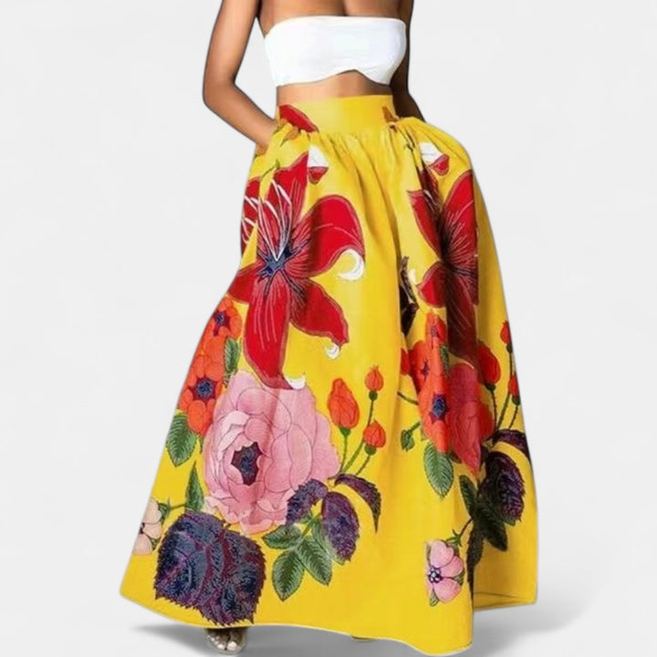 Delphine — Floral A-Line Maxi Skirt (3), Avelony