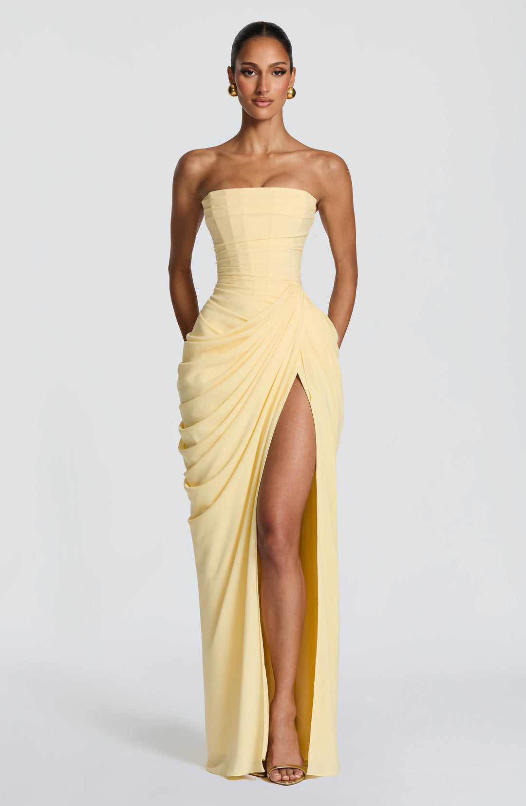 Quinn — Draped Summer Maxi Dress with Slit for Women