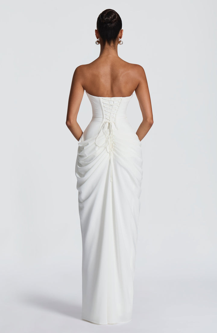Quinn — Draped Summer Maxi Dress with Slit for Women