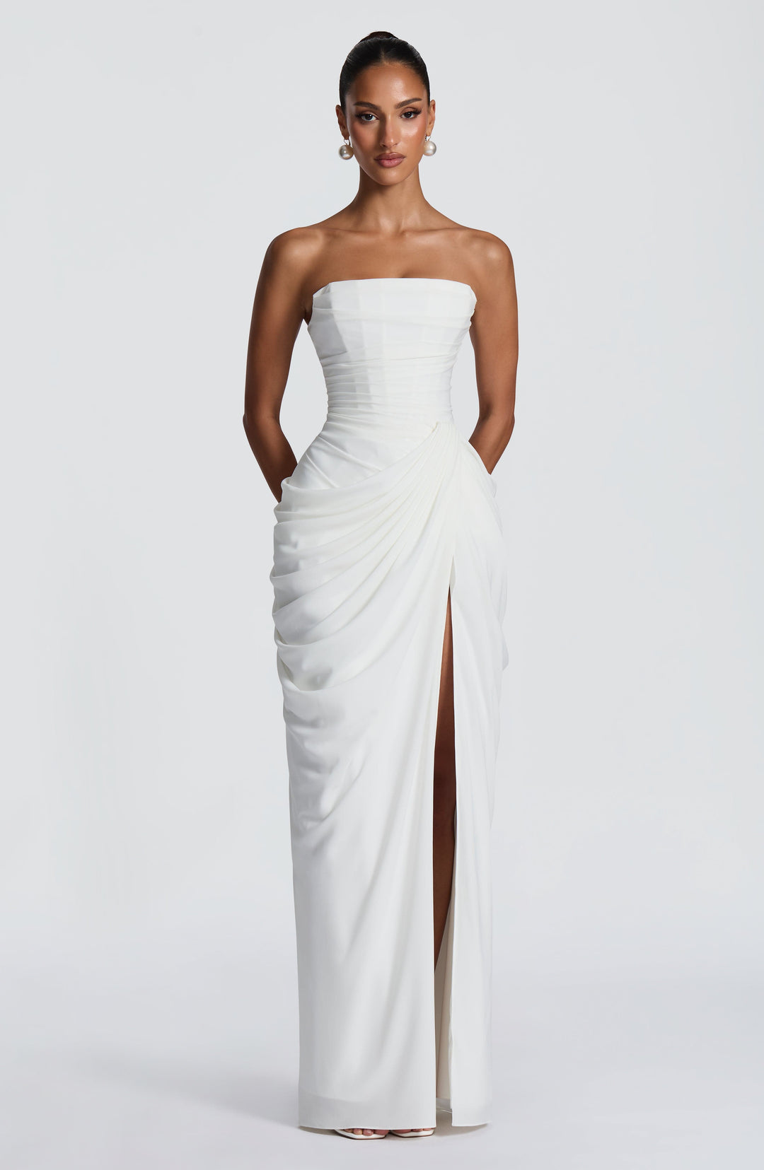 Quinn — Draped Summer Maxi Dress with Slit for Women