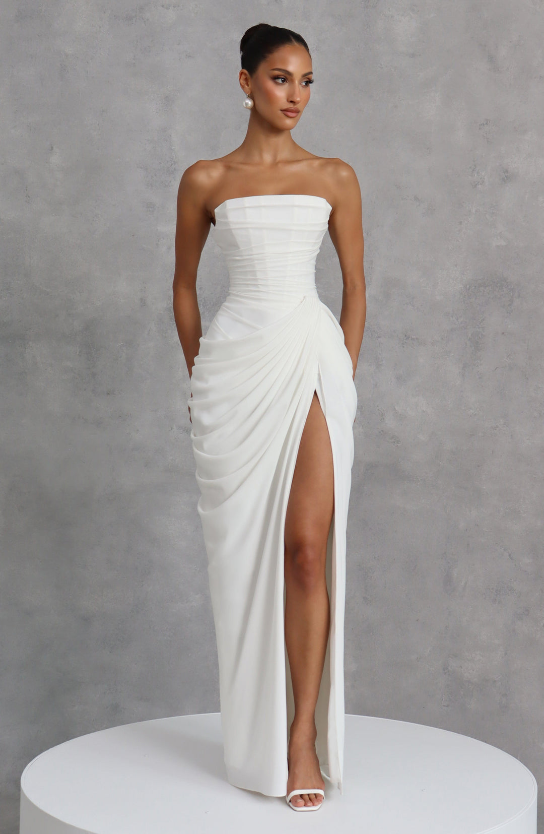 Quinn — Draped Summer Maxi Dress with Slit for Women