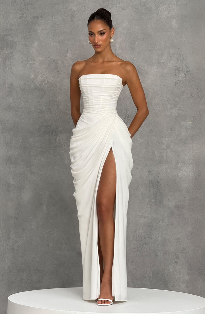 Quinn — Draped Summer Maxi Dress with Slit for Women