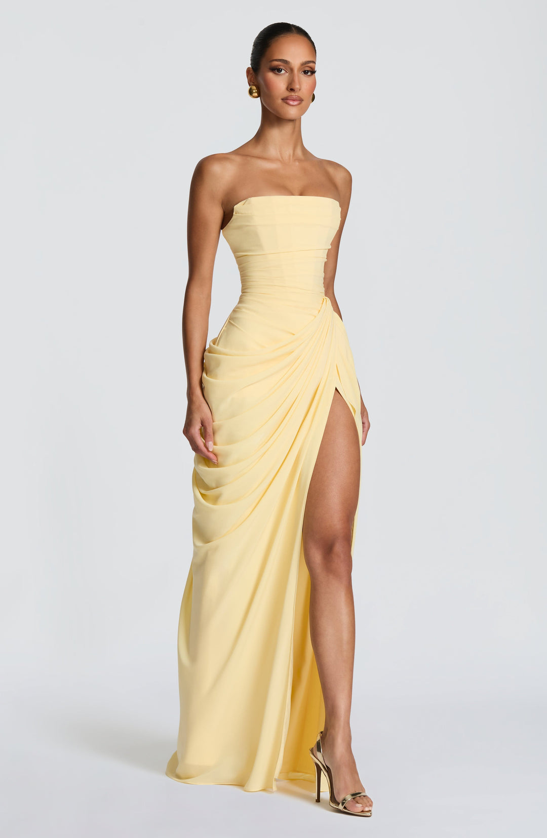 Quinn — Draped Summer Maxi Dress with Slit for Women