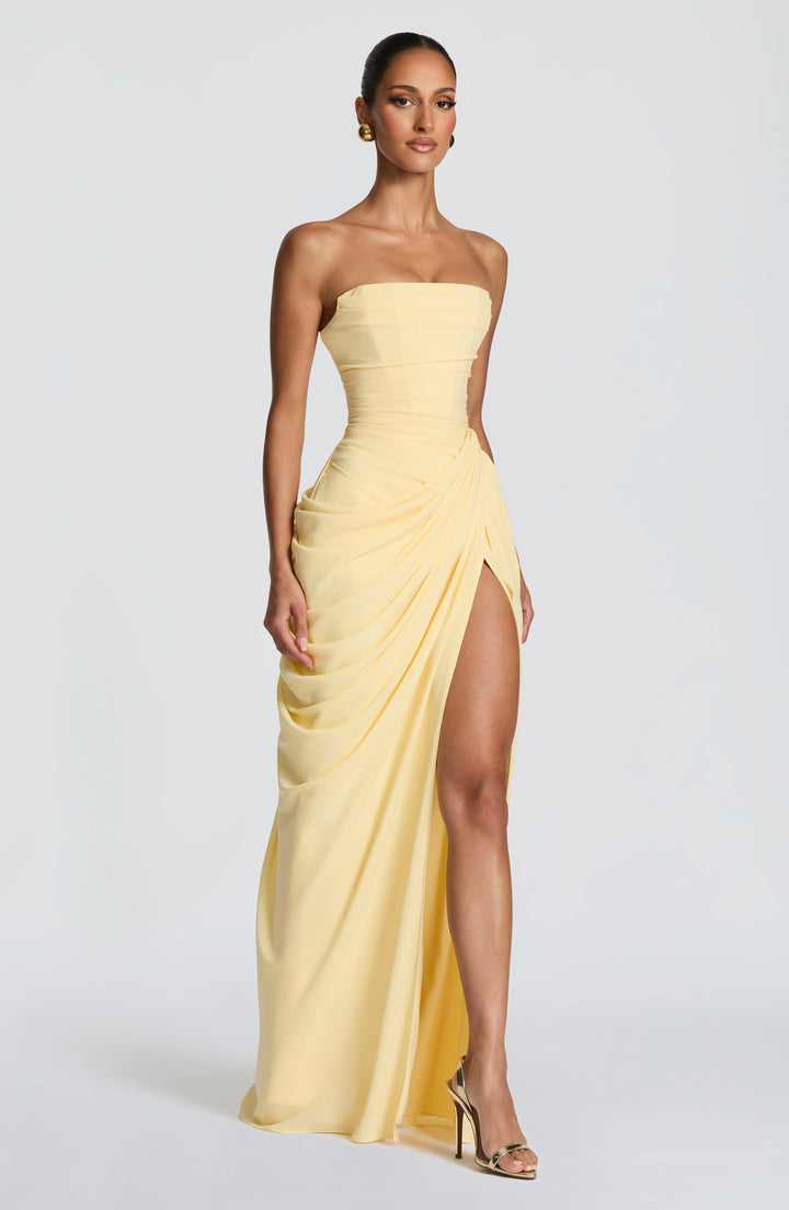 Quinn — Draped Summer Maxi Dress with Slit for Women