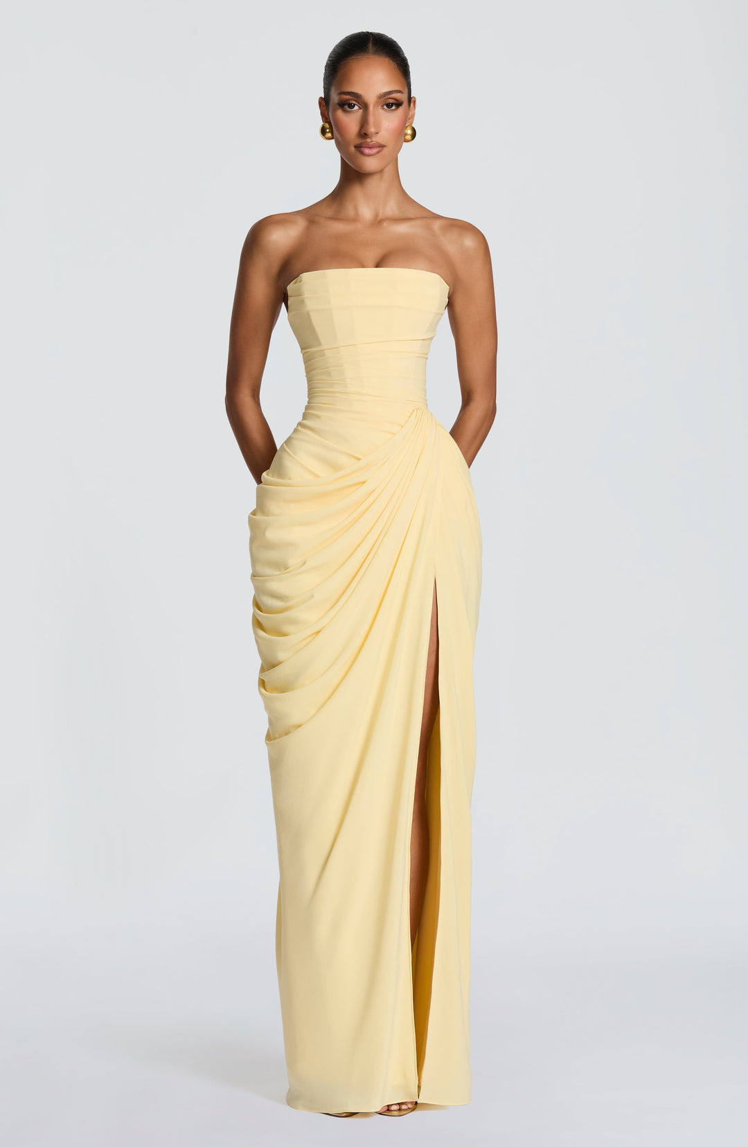 Quinn — Draped Summer Maxi Dress with Slit for Women