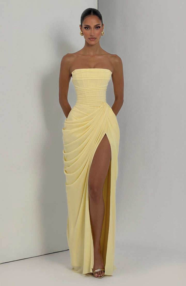 Quinn — Draped Summer Maxi Dress with Slit for Women
