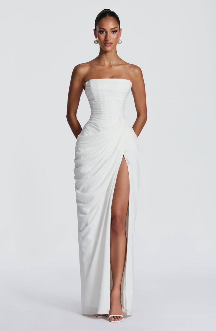 Quinn — Draped Summer Maxi Dress with Slit for Women