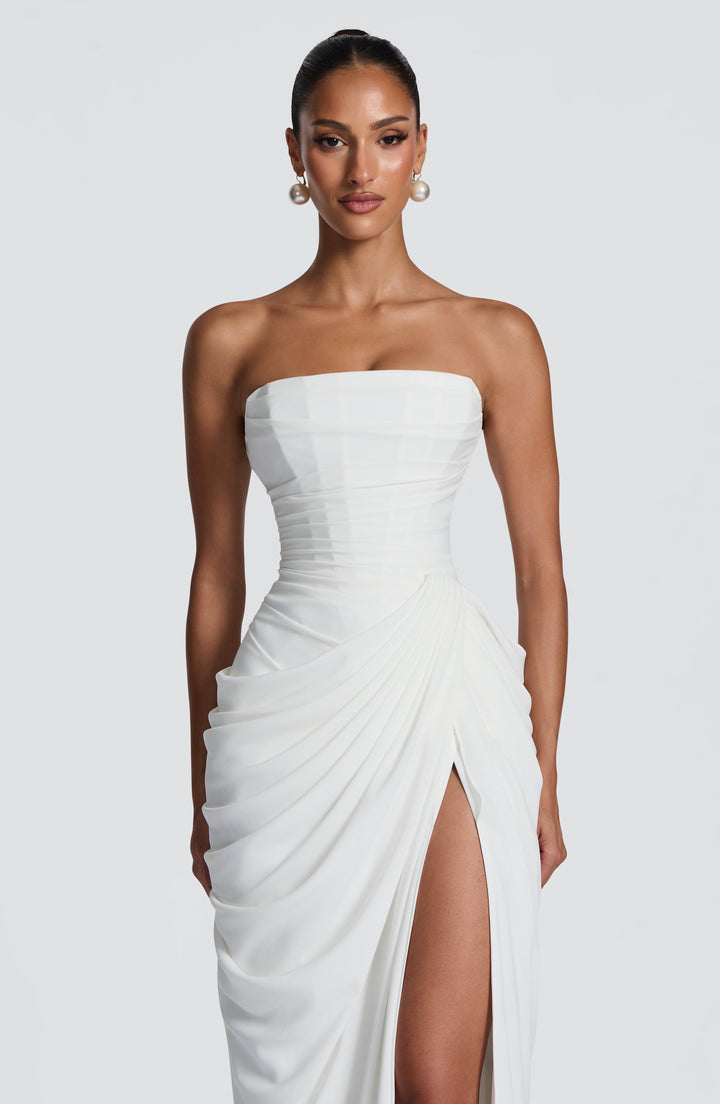 Quinn — Draped Summer Maxi Dress with Slit for Women
