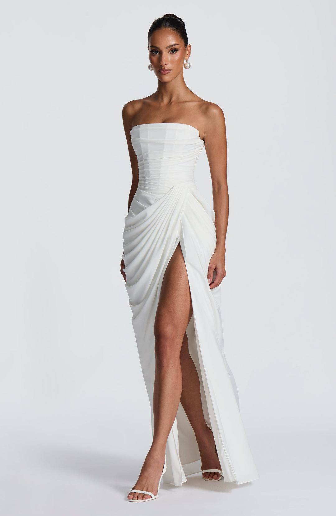 Quinn — Draped Summer Maxi Dress with Slit for Women