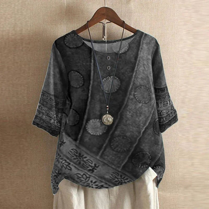 Vintage Floral Print Blouse in grey