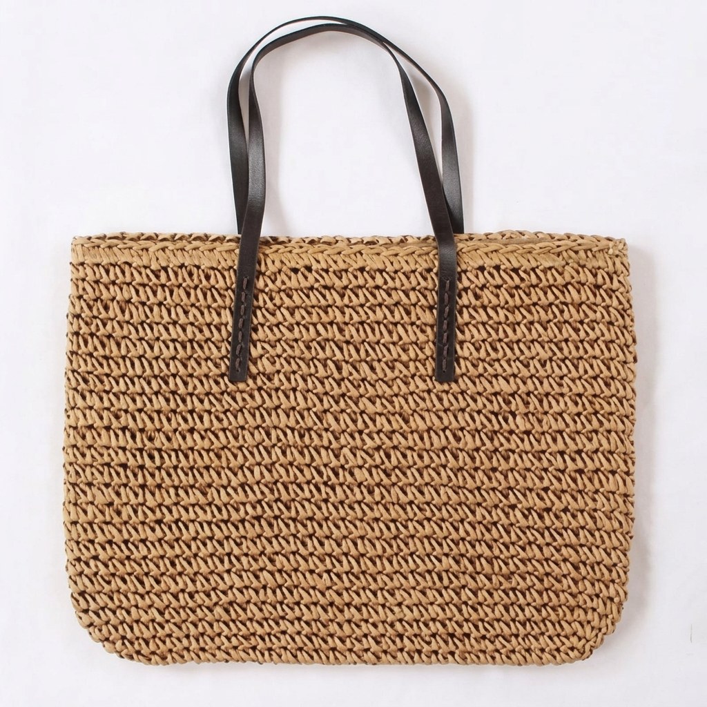 Evie – Large Woven Straw Beach Bag for Women with Tall Handle