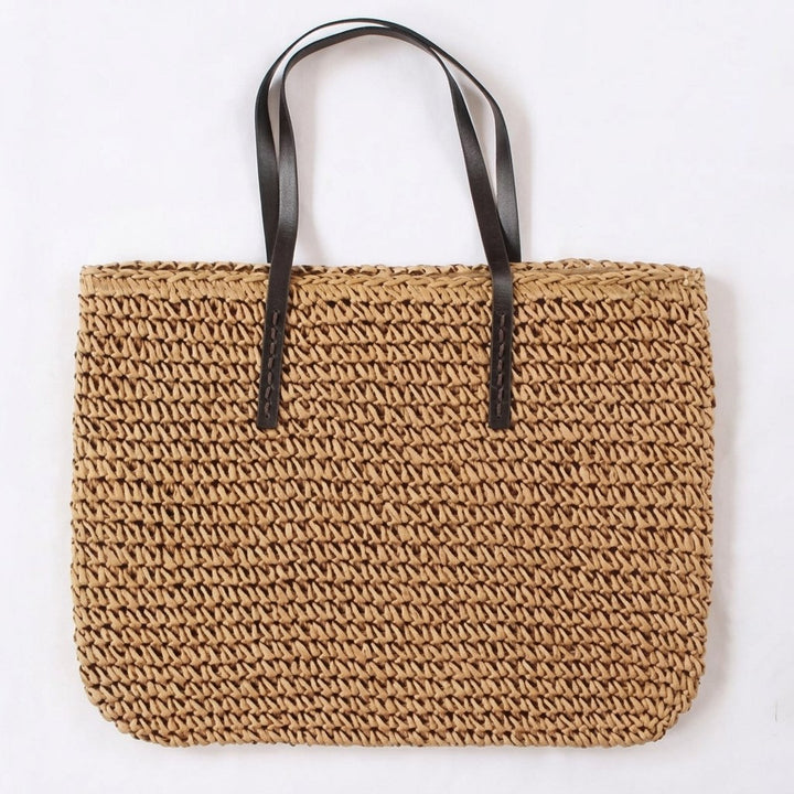 Evie – Large Woven Straw Beach Bag for Women with Tall Handle