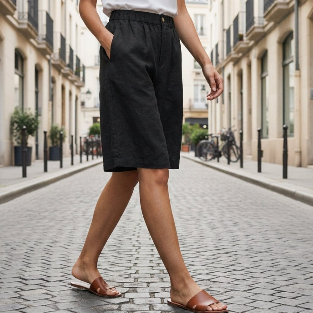Farrah — Knee Length Linen Shorts (2), Avelony