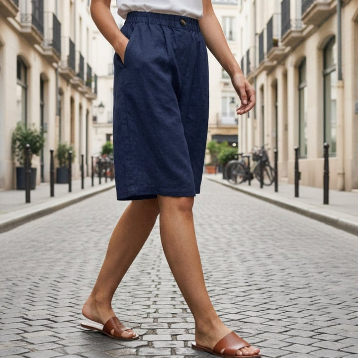 Farrah — Knee Length Linen Shorts (3), Avelony