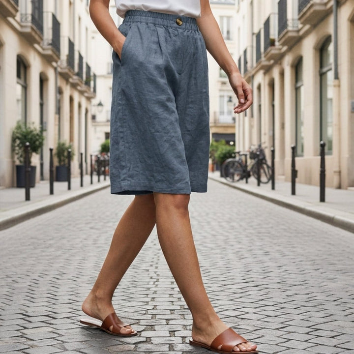 Farrah — Knee Length Linen Shorts (6), Avelony