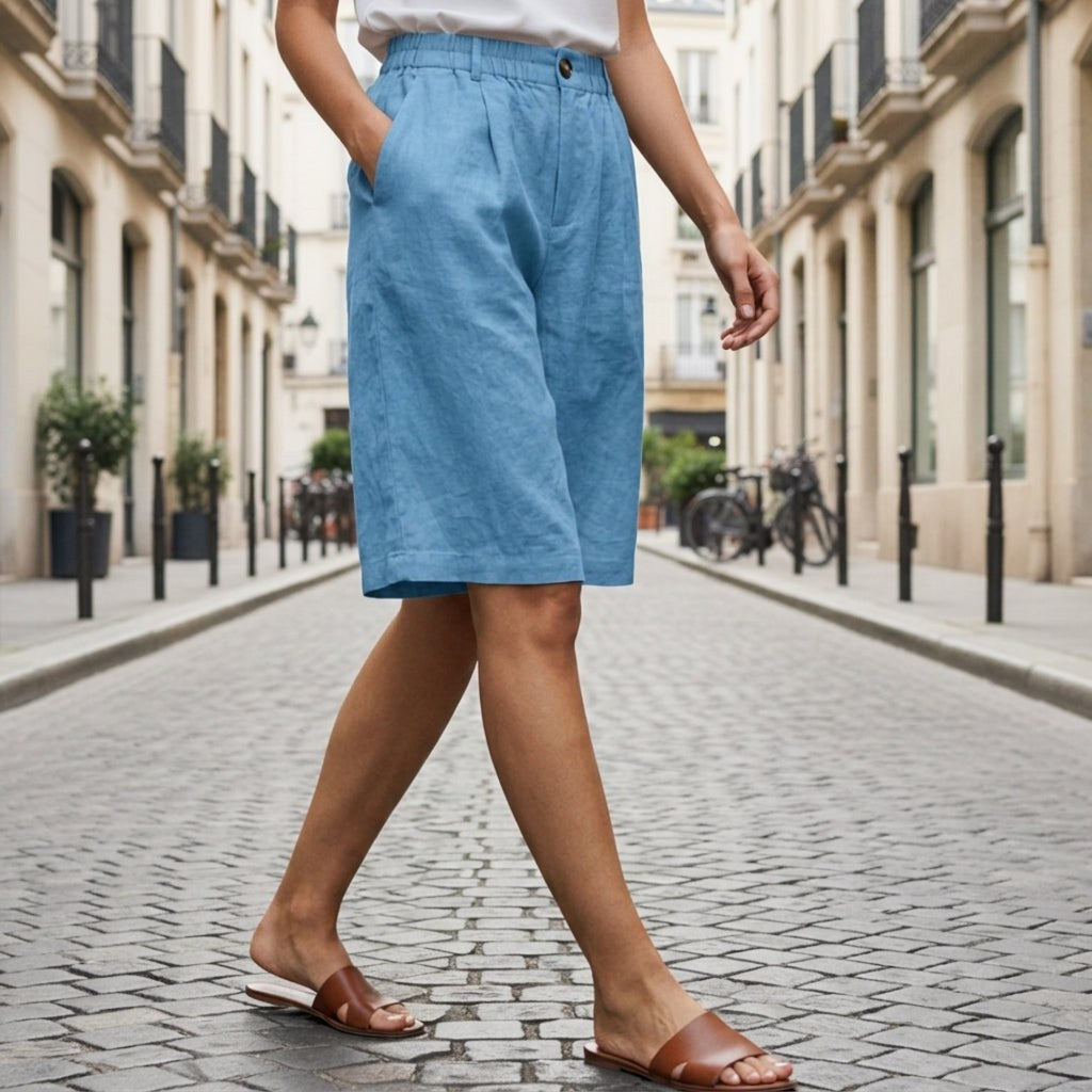 Farrah — Knee Length Linen Shorts (7), Avelony