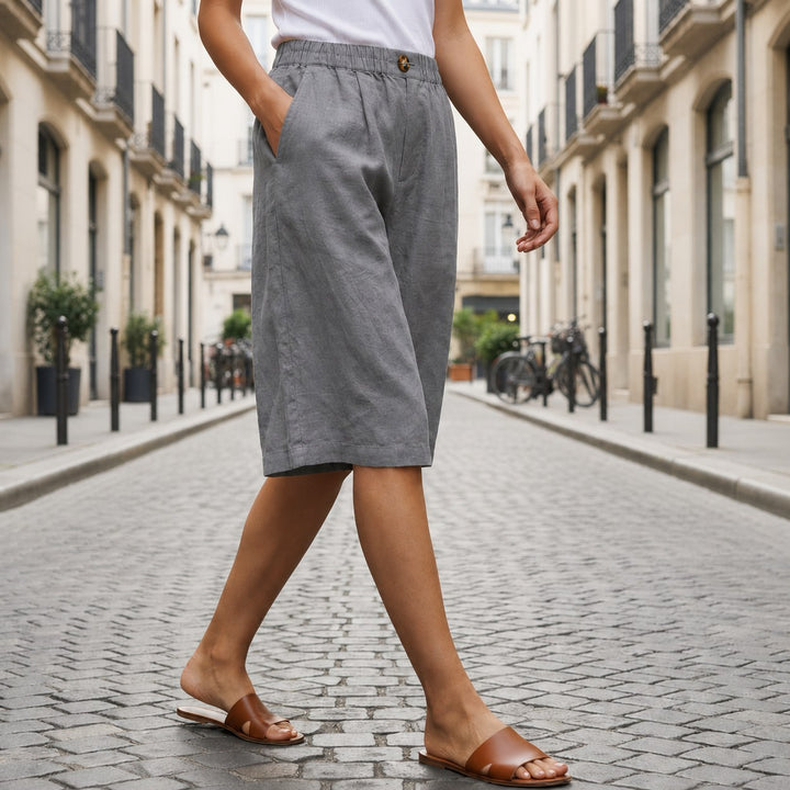 Farrah — Knee Length Linen Shorts (9), Avelony