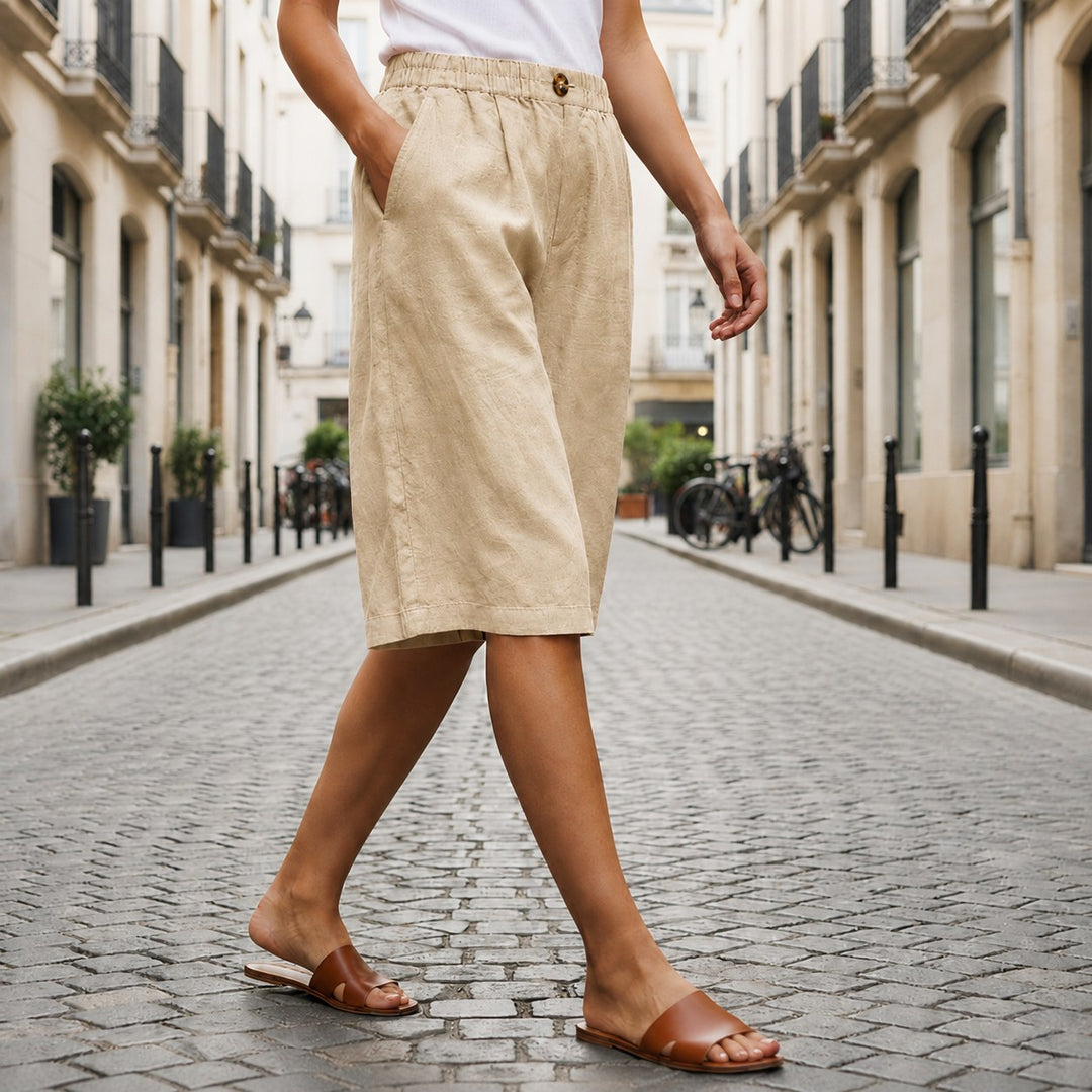 Farrah — Knee Length Linen Shorts (10), Avelony
