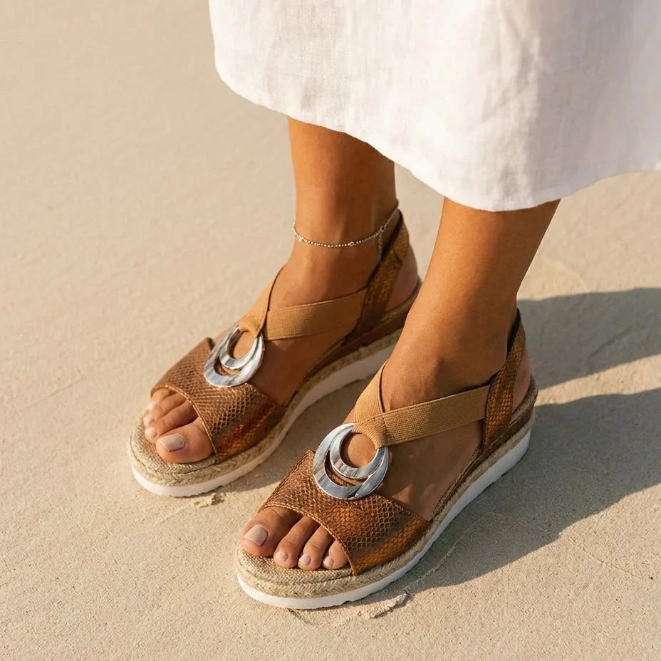 Wedge Sandals with Ring Detail — Fleur