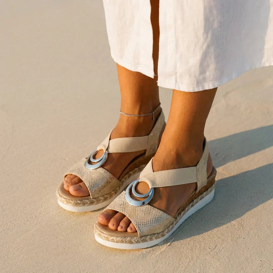 Wedge Sandals with Ring Detail — Fleur