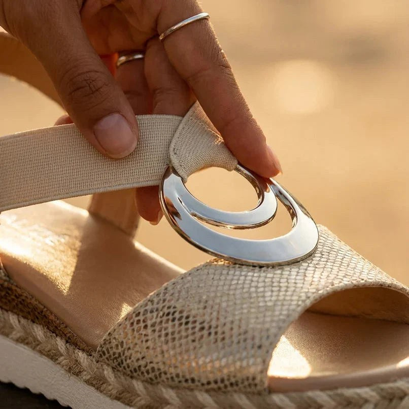 Wedge Sandals with Ring Detail — Fleur