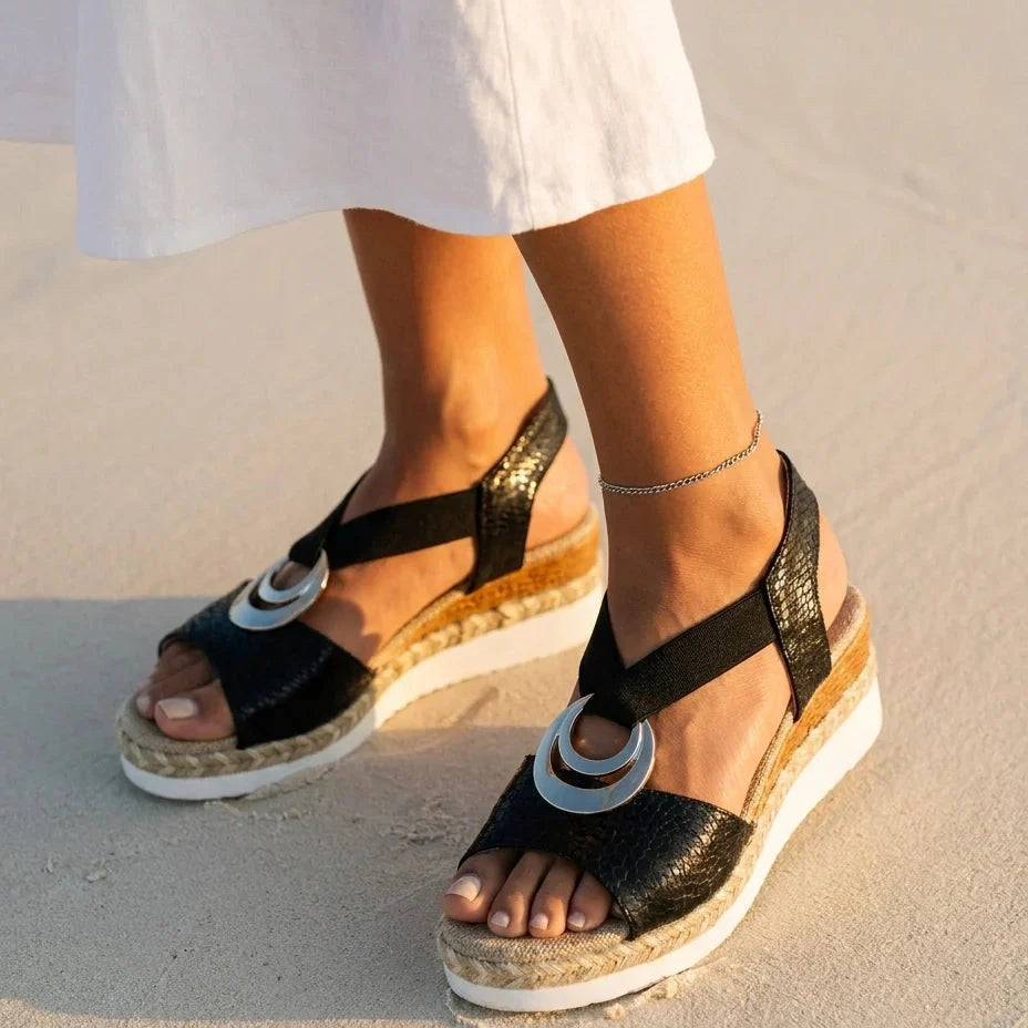 Wedge Sandals with Ring Detail — Fleur