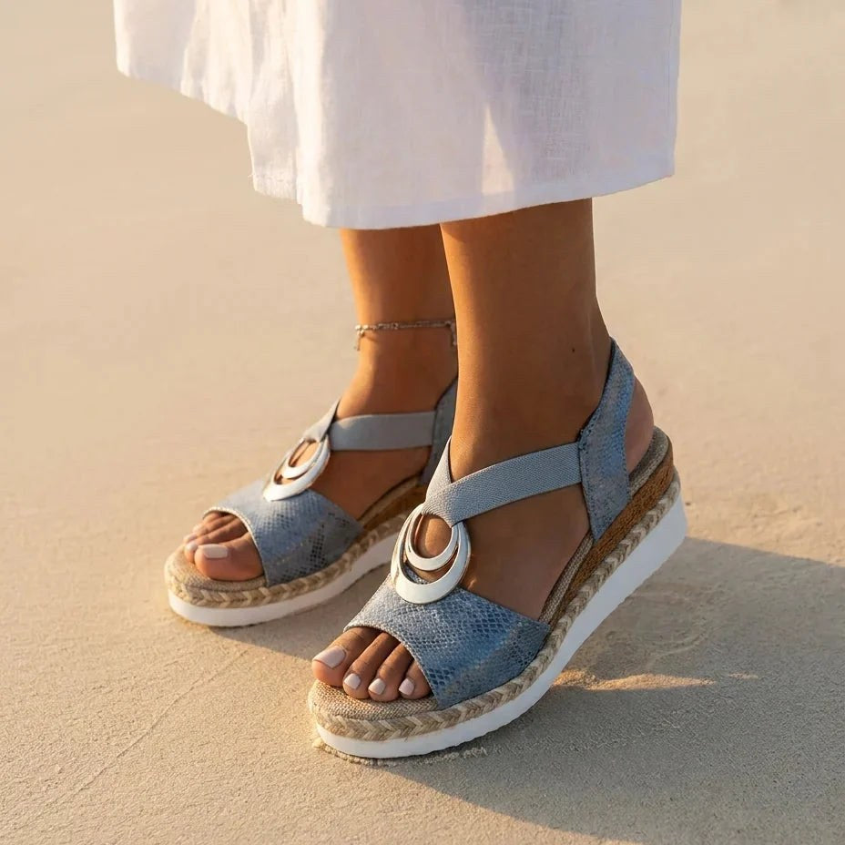 Wedge Sandals with Ring Detail — Fleur