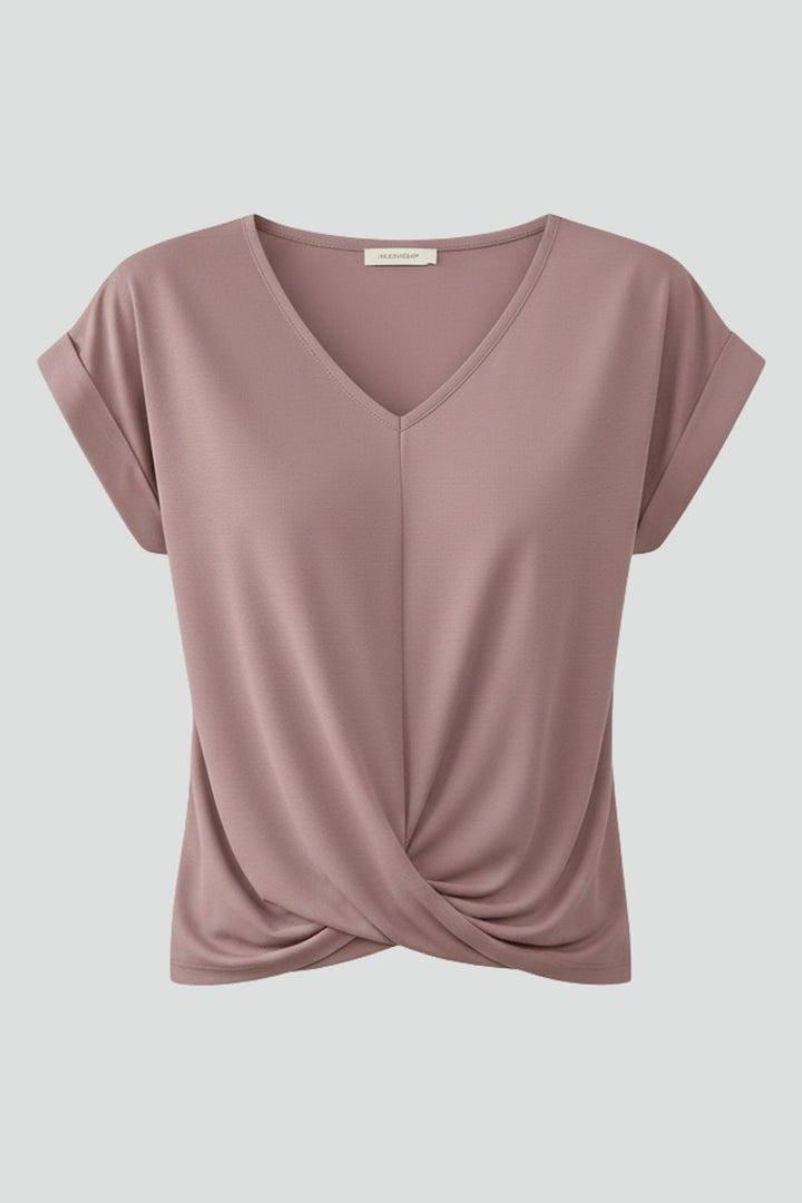 V Neck Blouse with Short Sleeves